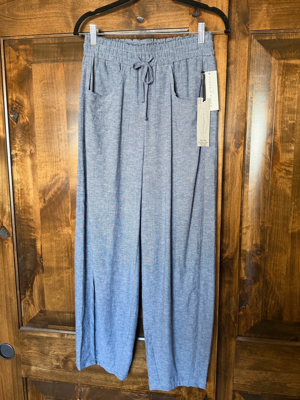 Maison d’ Amelie Paris Barrel Leg Elastic Waist Pant with Pockets size XS NWT’s
